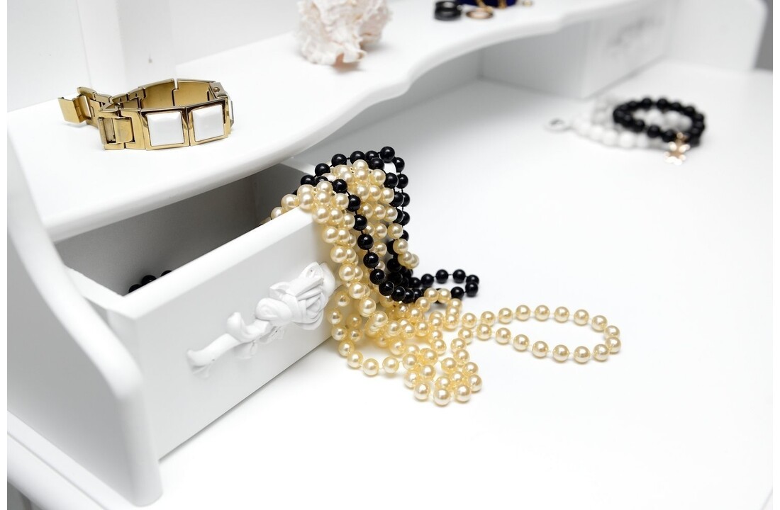 Kaptafel met kruk - Wit, Grenen/MDF, 75x40x147 cm