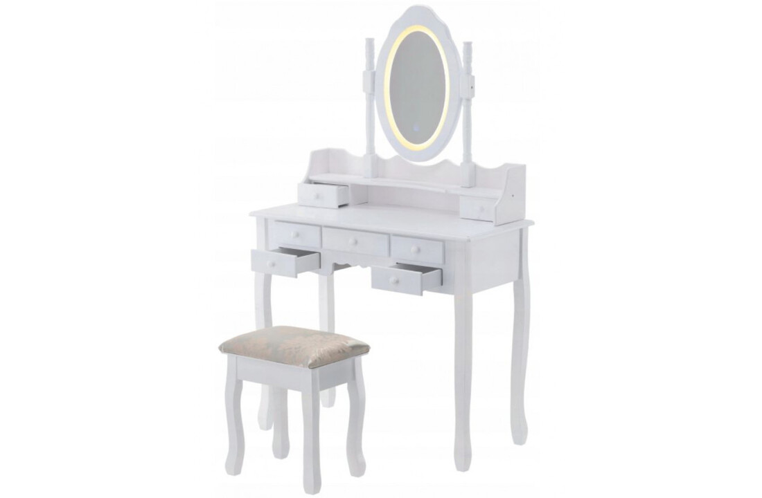 Kaptafel verlichte spiegel | Wit MDF | 90x40x146 cm