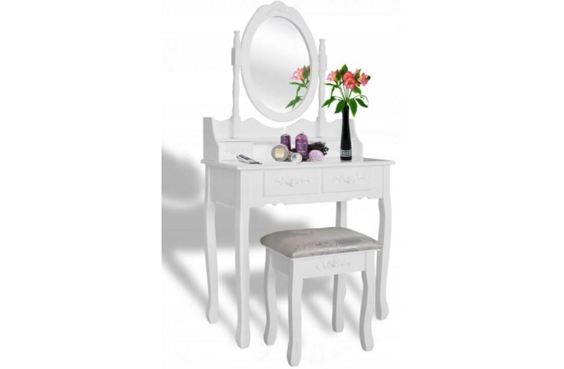 Kaptafel met kruk - Wit MDF/Polyester - 74x40x143cm