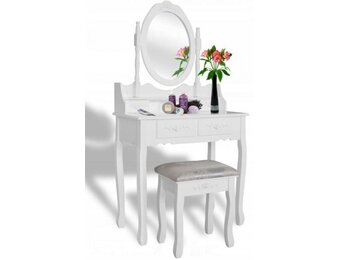 Kaptafel met kruk - Wit MDF/Polyester - 74x40x143cm