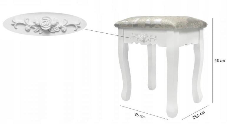 Kaptafel met kruk - Wit MDF/Polyester - 74x40x143cm