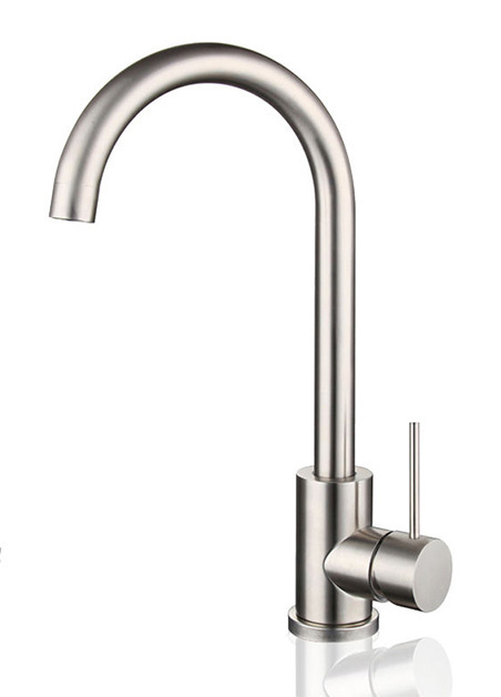 RVS keukenkraan gebogen uitloop - 35mm, RVS, Zilver