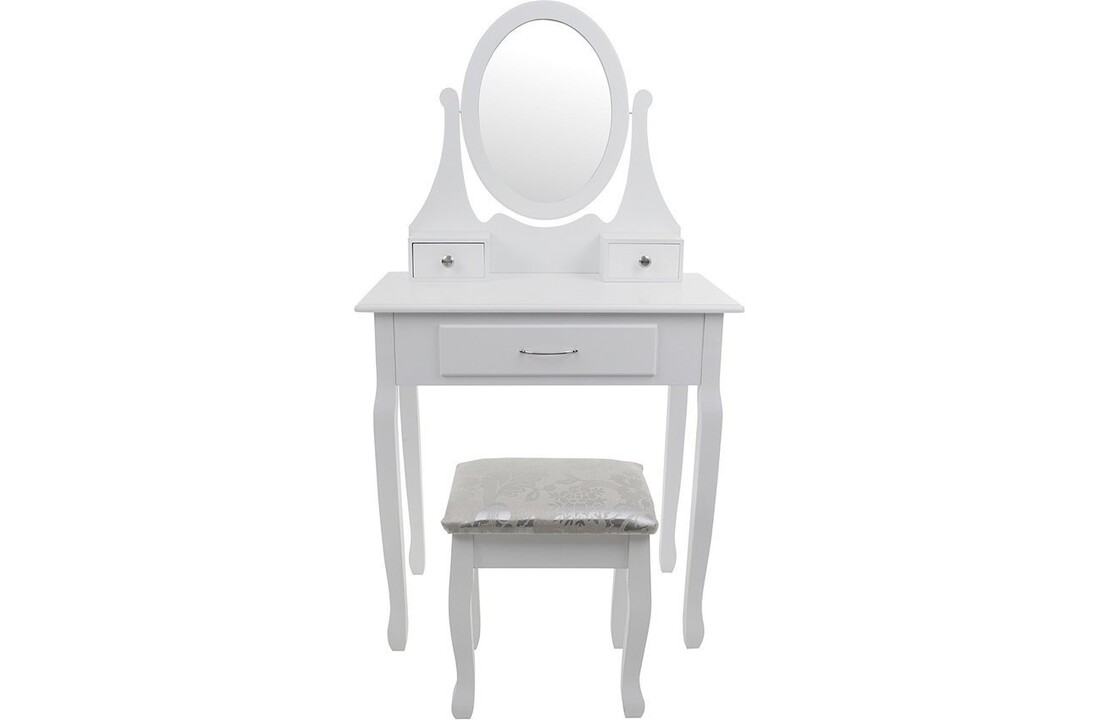 Kaptafel met spiegel - Wit, MDF & Grenenhout, 75x40x137 cm