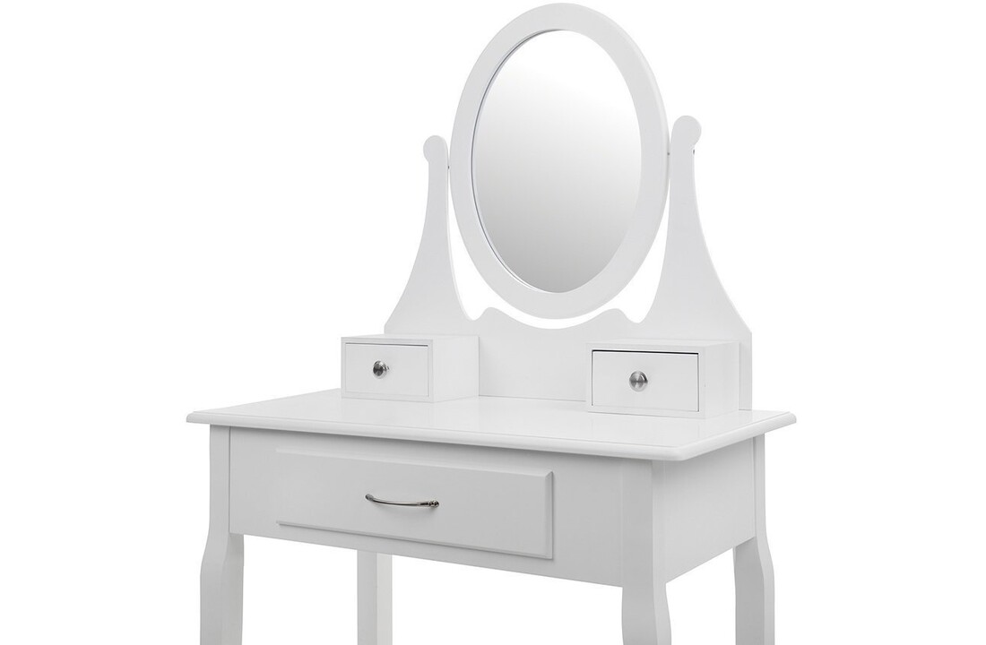 Kaptafel met spiegel - Wit, MDF & Grenenhout, 75x40x137 cm