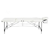 Inklapaar massagetafel wit aluminium 3 secties 185x70cm