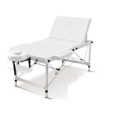 Inklapaar massagetafel wit aluminium 3 secties 185x70cm