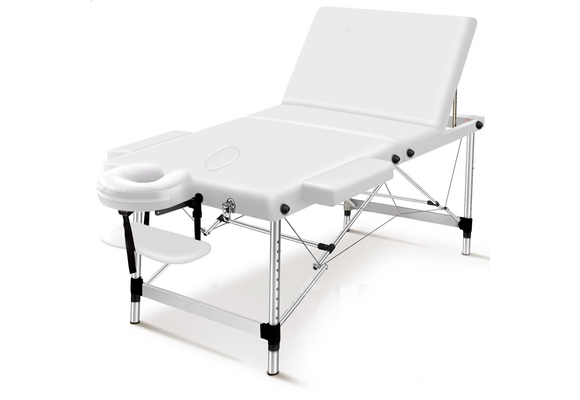 Professionele massagetafel Wit Aluminium 3 Secties Inklapbaar