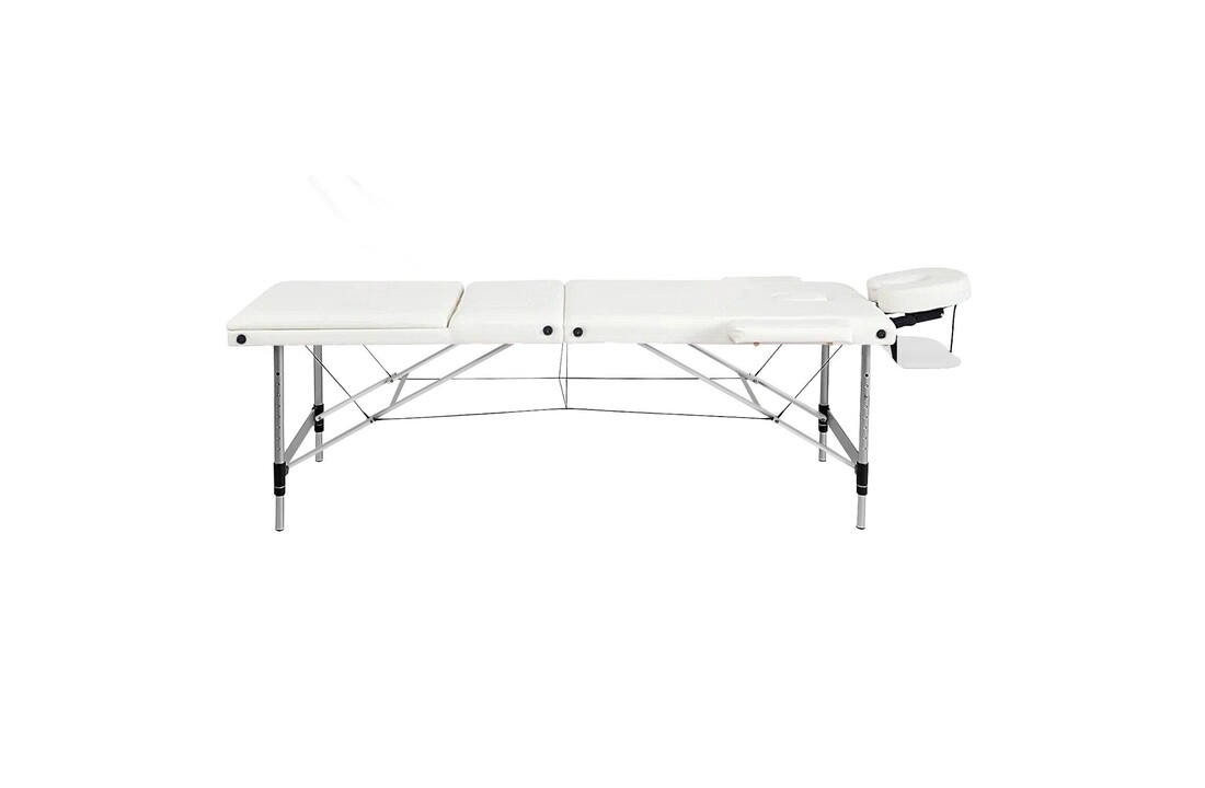 Professionele massagetafel Wit Aluminium 3 Secties Inklapbaar