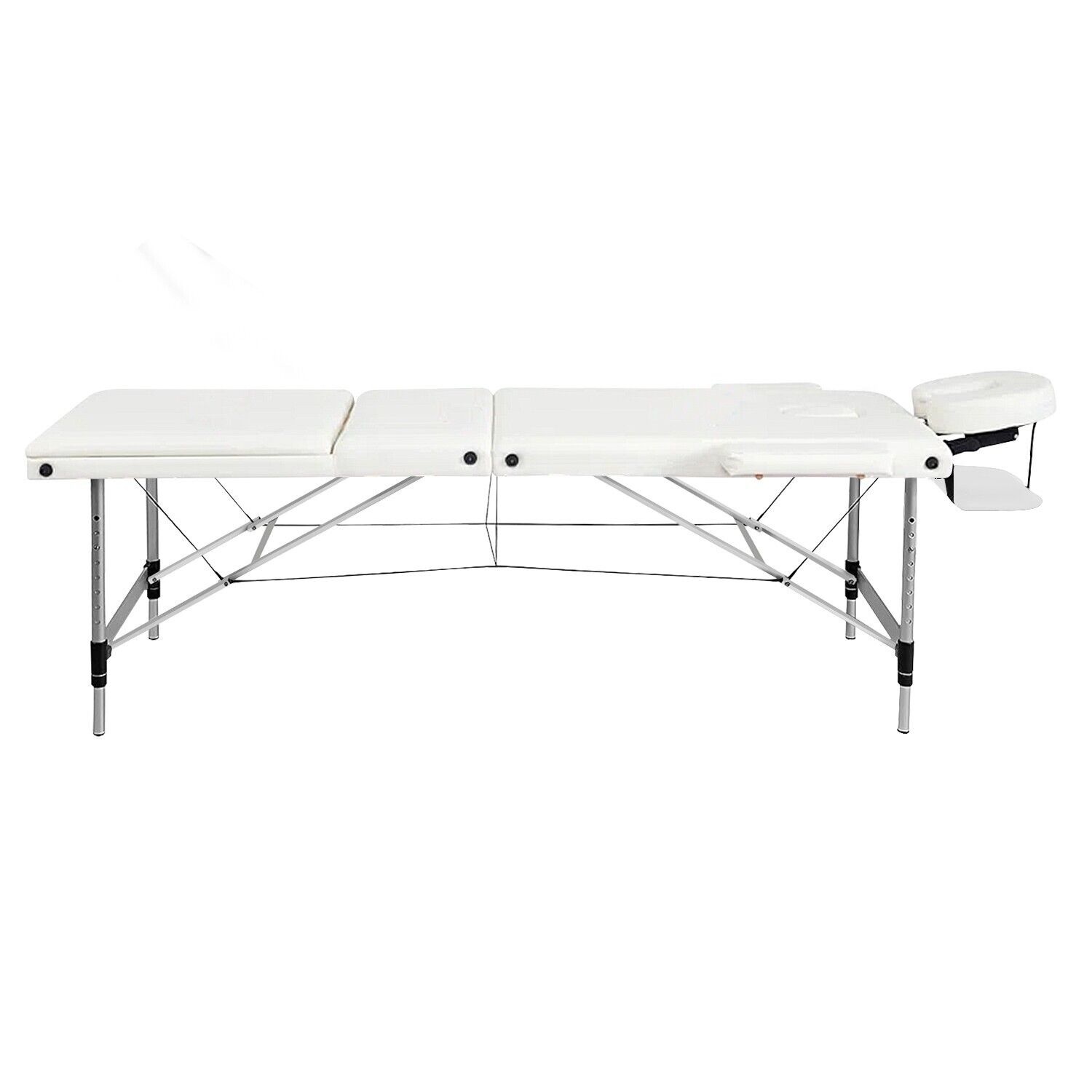 Professionele massagetafel Wit Aluminium 3 Secties Inklapbaar