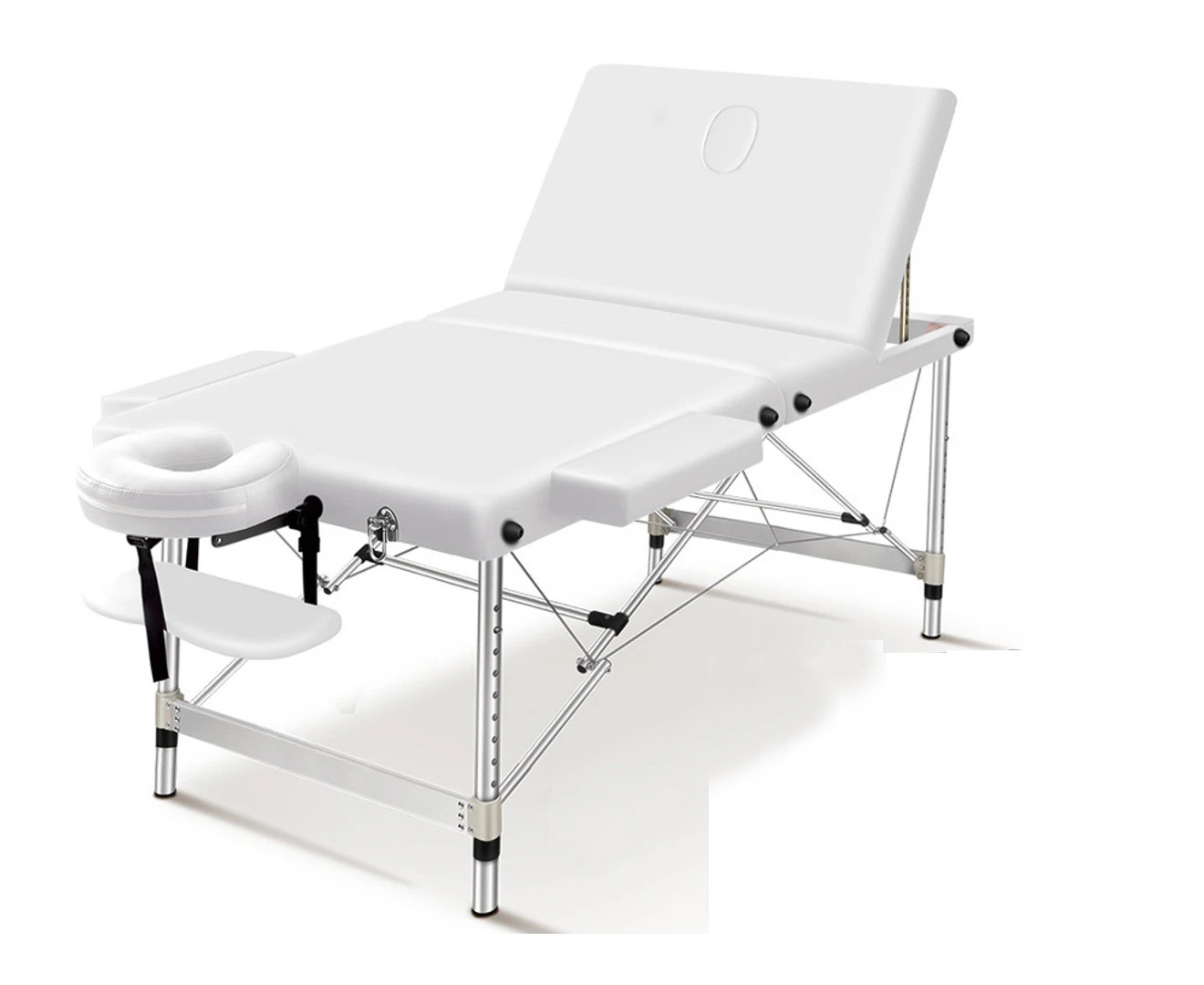Massagetafel aluminium wit, 185x70cm, 3 secties