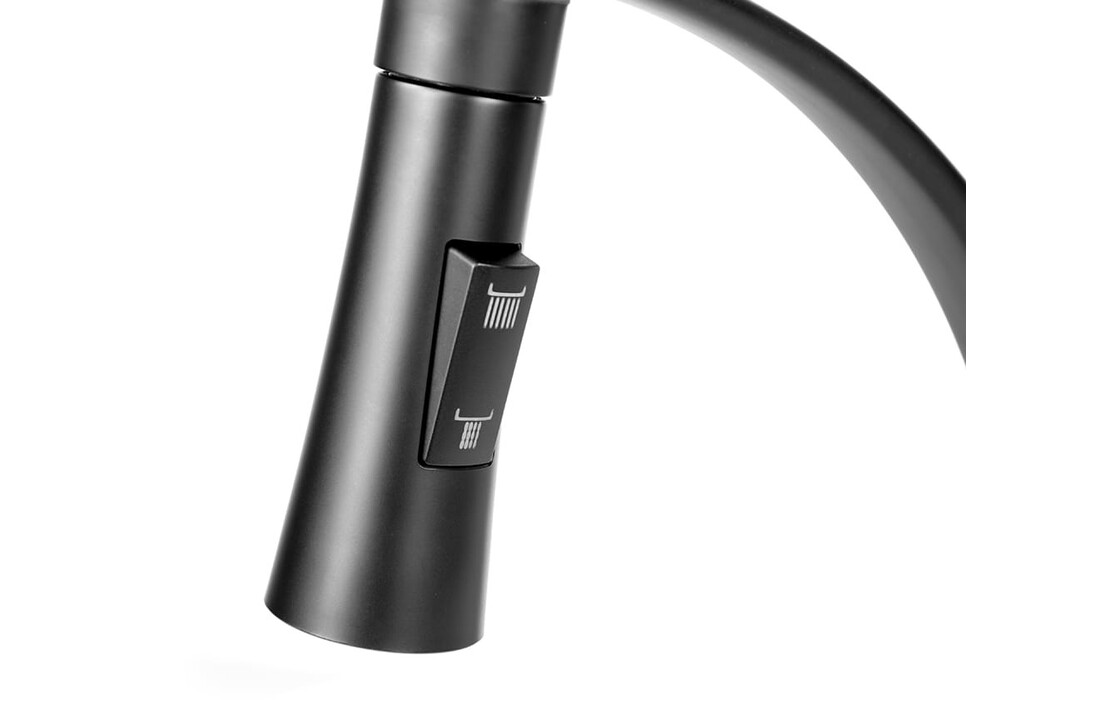 Zwarte keukenkraan uittrekbaar - Messing, Kunststof, 44cm Hoog