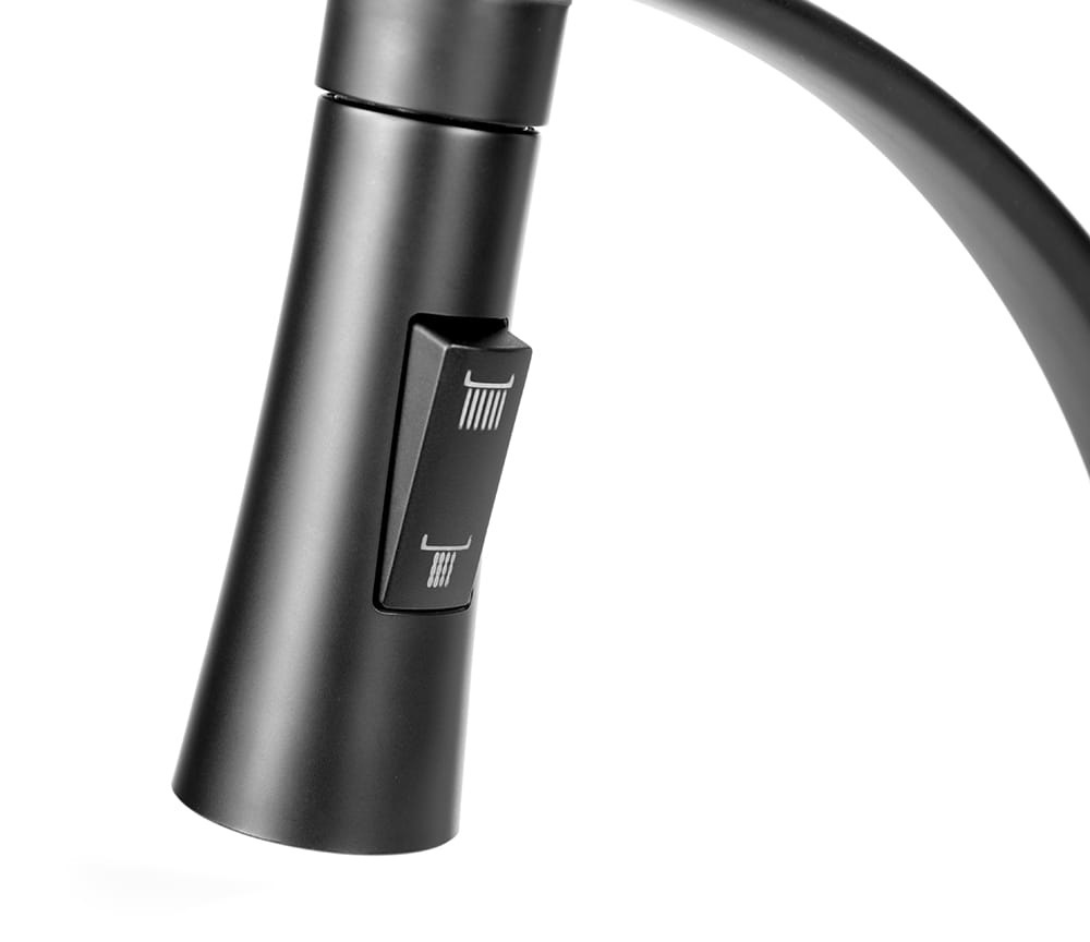 Zwarte keukenkraan uittrekbaar - Messing, Kunststof, 44cm Hoog