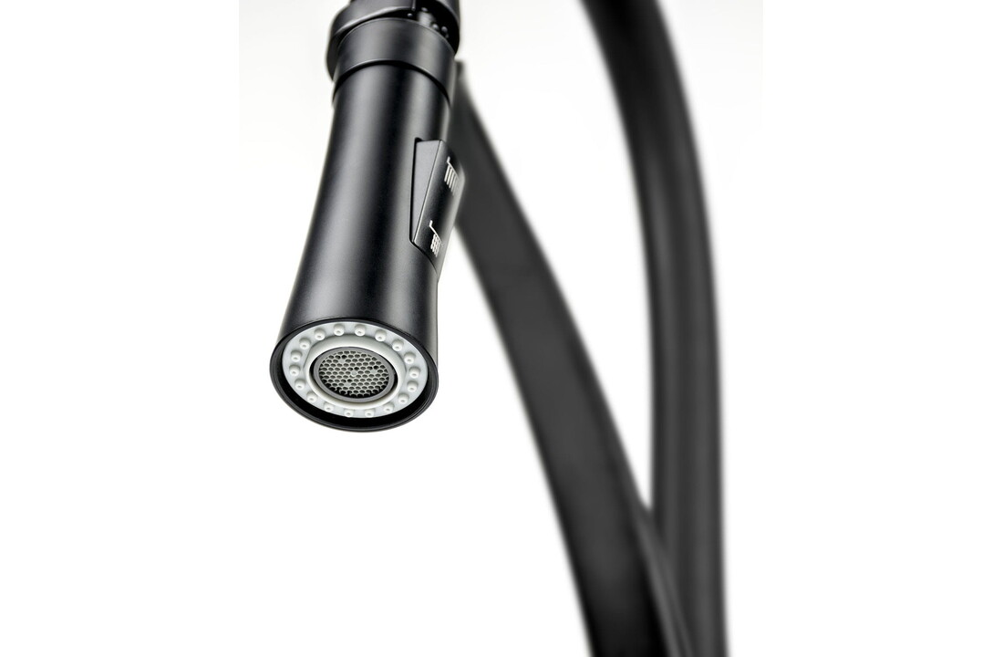 Zwarte keukenkraan uittrekbaar - Messing, Kunststof, 44cm Hoog