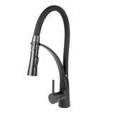 Flexibele keukenkraan zwart | Messing, 44cm hoog