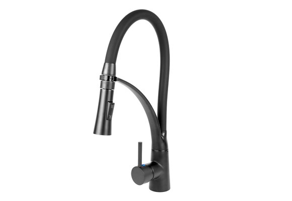 Flexibele keukenkraan zwart | Messing, 44cm hoog