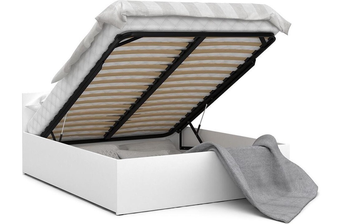 Bed 160x200 wit opklapbodem | Grenenhout & Meubelpanelen | 2 Persoons