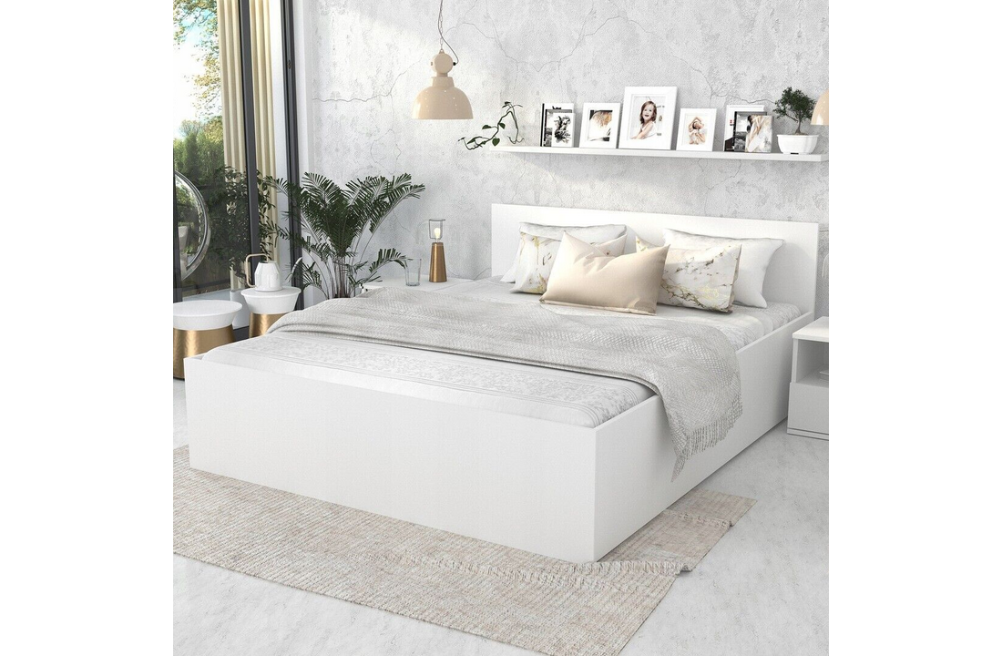 Bed 160x200 wit opklapbodem | Grenenhout & Meubelpanelen | 2 Persoons