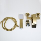 Douchekraan goud met handdouche | Messing Wandkraan 15cm