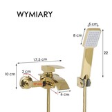 Wandkraan goud waterval | Messing 17.5cm breed | Luxe modern design