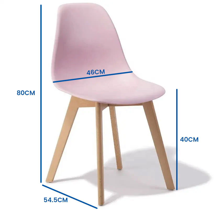 Eetkamerstoelen roze - Set van 6, Scandinavisch, Polypropyleen & Beukenhout