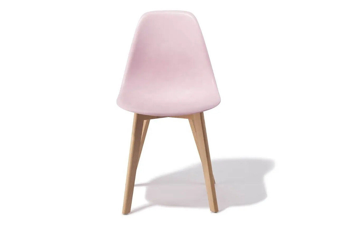 Set eetkamerstoelen 6x roze polypropyleen & beukenhout