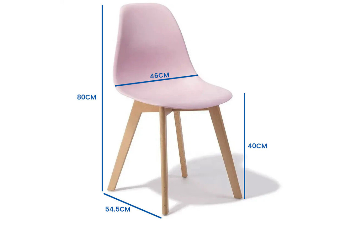 Roze stoelen houten poten - 6x eetkamerstoel, Scandinavisch, polypropyleen