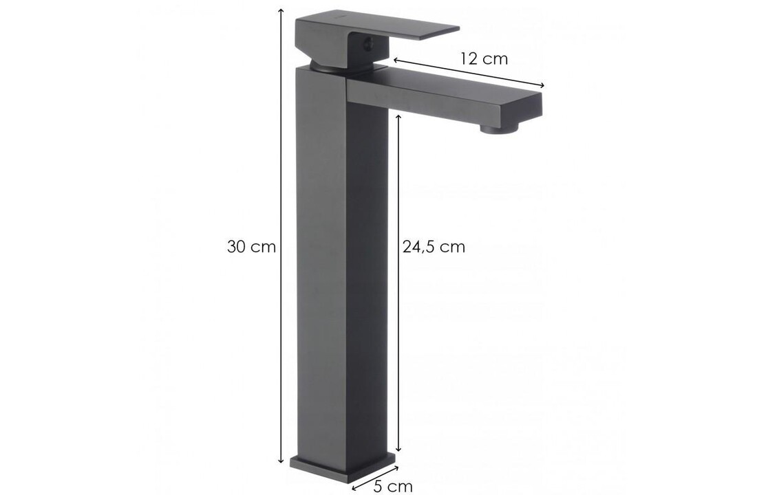 Hoge wastafelkraan zwart: Mat Zwart Messing, Modern Design