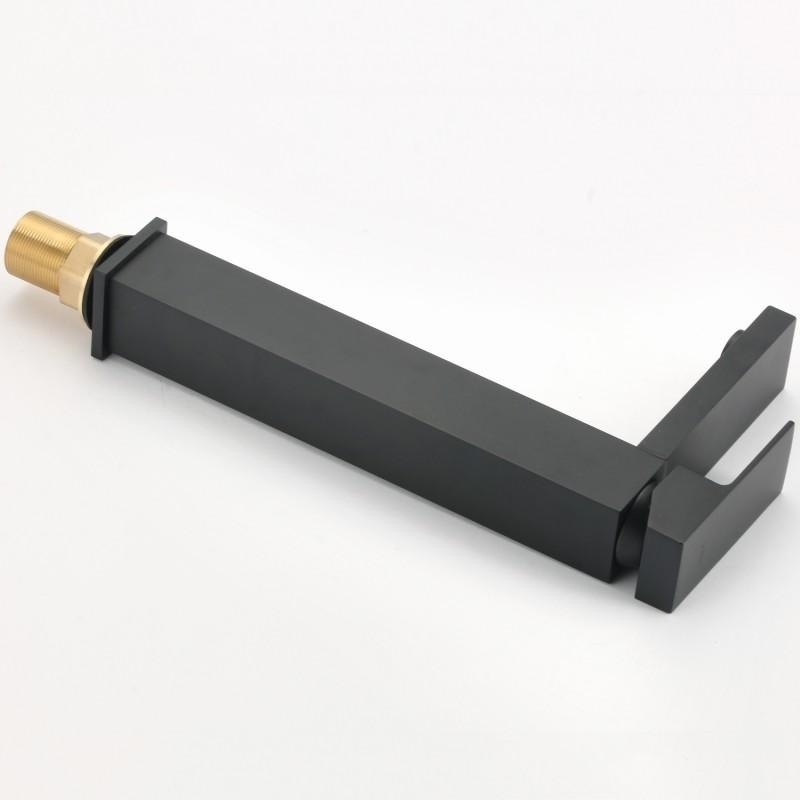 Vierkante wastafelkraan hoog - Mat zwart messing - Modern design