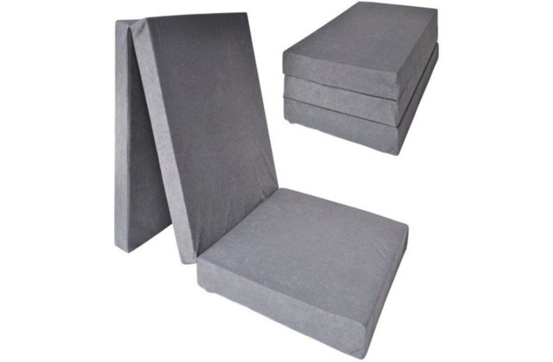 Logeermatras 195x70 - Extra Dik (15cm) Grijs Opvouwbaar Foam