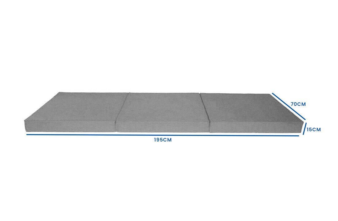Logeermatras 195x70 - Extra Dik (15cm) Grijs Opvouwbaar Foam