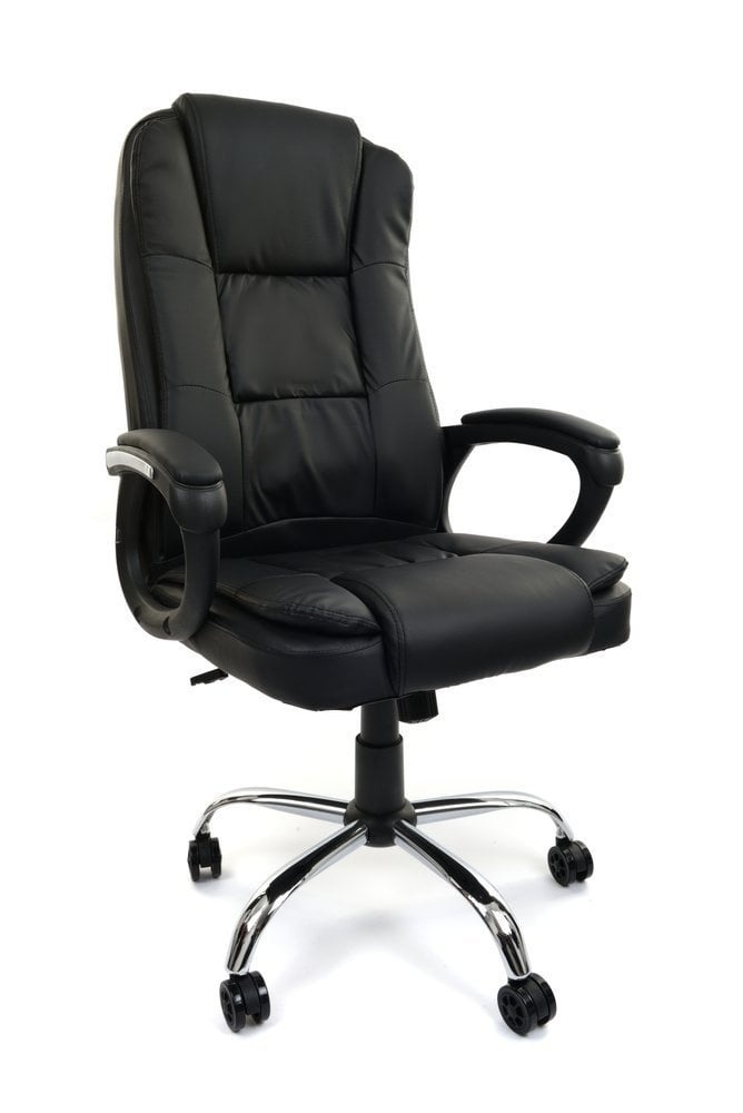 Bureaustoel verstelbaar: Luxe kunstleer zwart, 120kg, 51-61cm hoogte