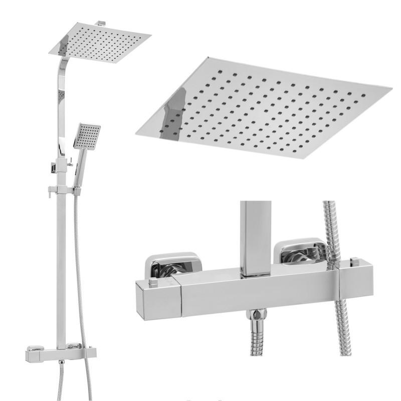 Douchepaneel thermostaatkraan met Regendouche 25cm Chroom RVS