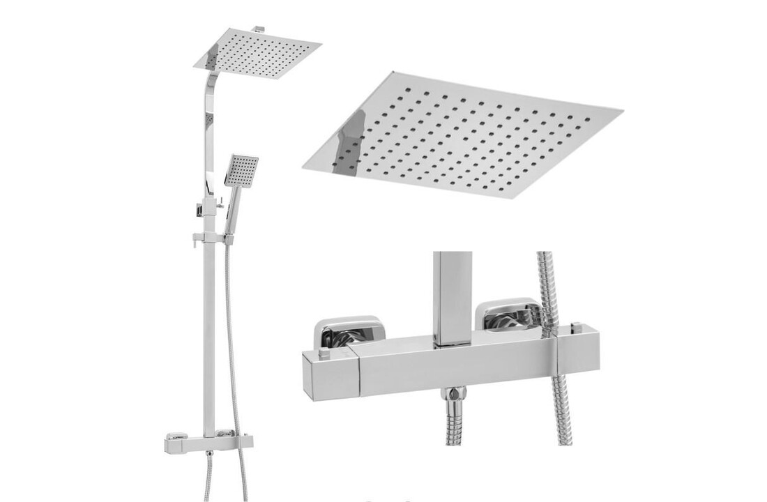 Douchekolom thermostaat met Regendouche 25cm - Chroom Messing