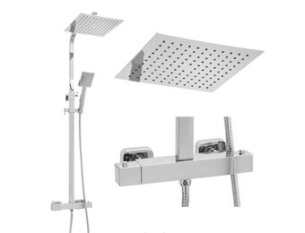 Douchekolom thermostaat met Regendouche 25cm - Chroom Messing