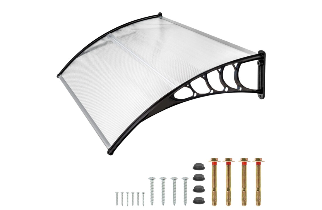 Regenpui modern 150x80cm transparant polycarbonaat zwart aluminium