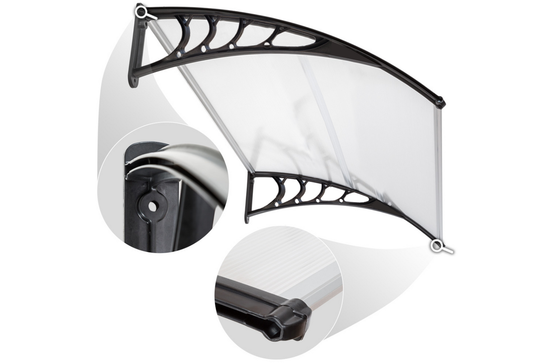 Regenpui modern 150x80cm transparant polycarbonaat zwart aluminium