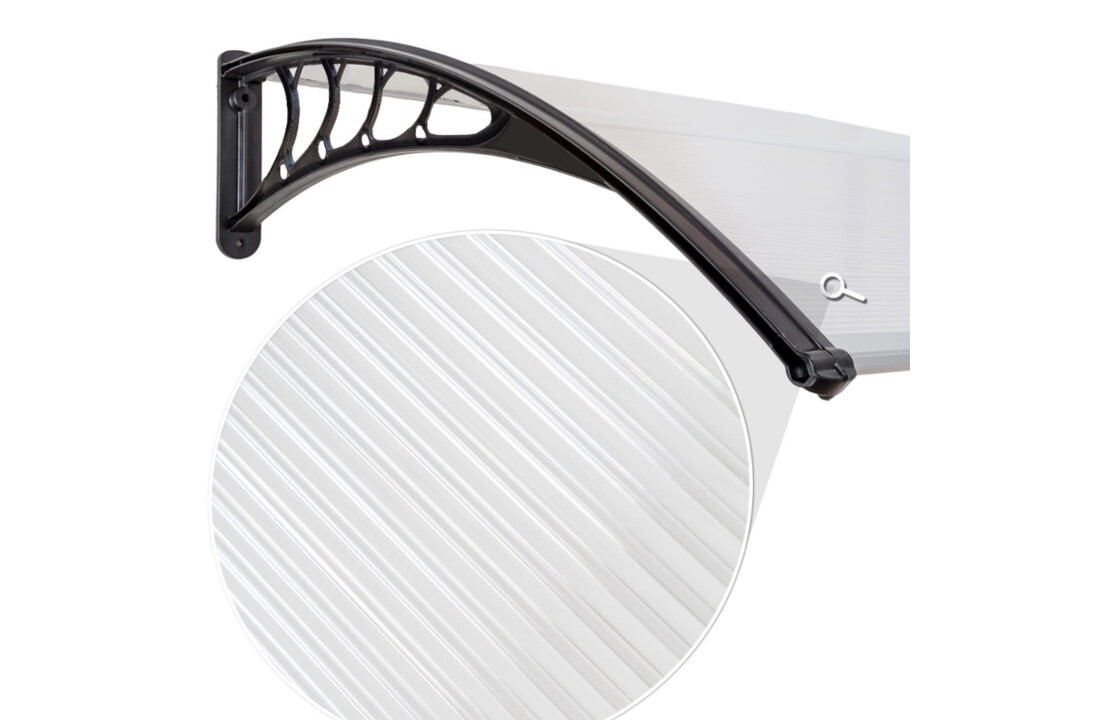 Regenpui modern 150x80cm transparant polycarbonaat zwart aluminium