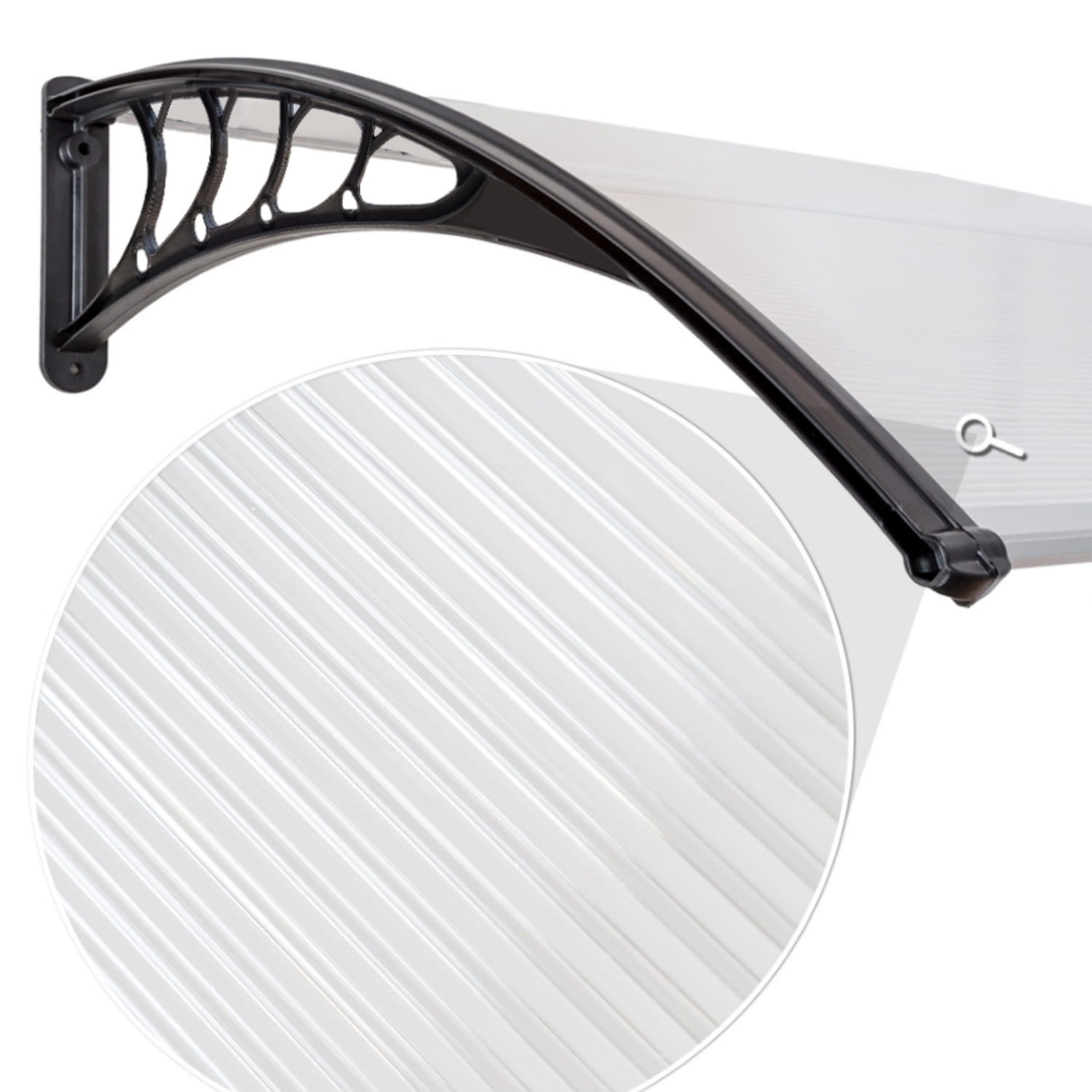 Regenpui modern 150x80cm transparant polycarbonaat zwart aluminium