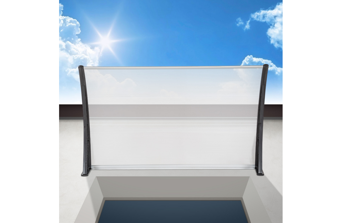 Regenpui modern 150x80cm transparant polycarbonaat zwart aluminium