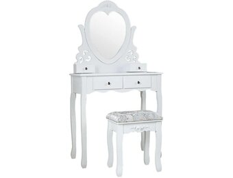 Kaptafel met spiegel - wit, MDF/grenenhout, 75x40x143cm