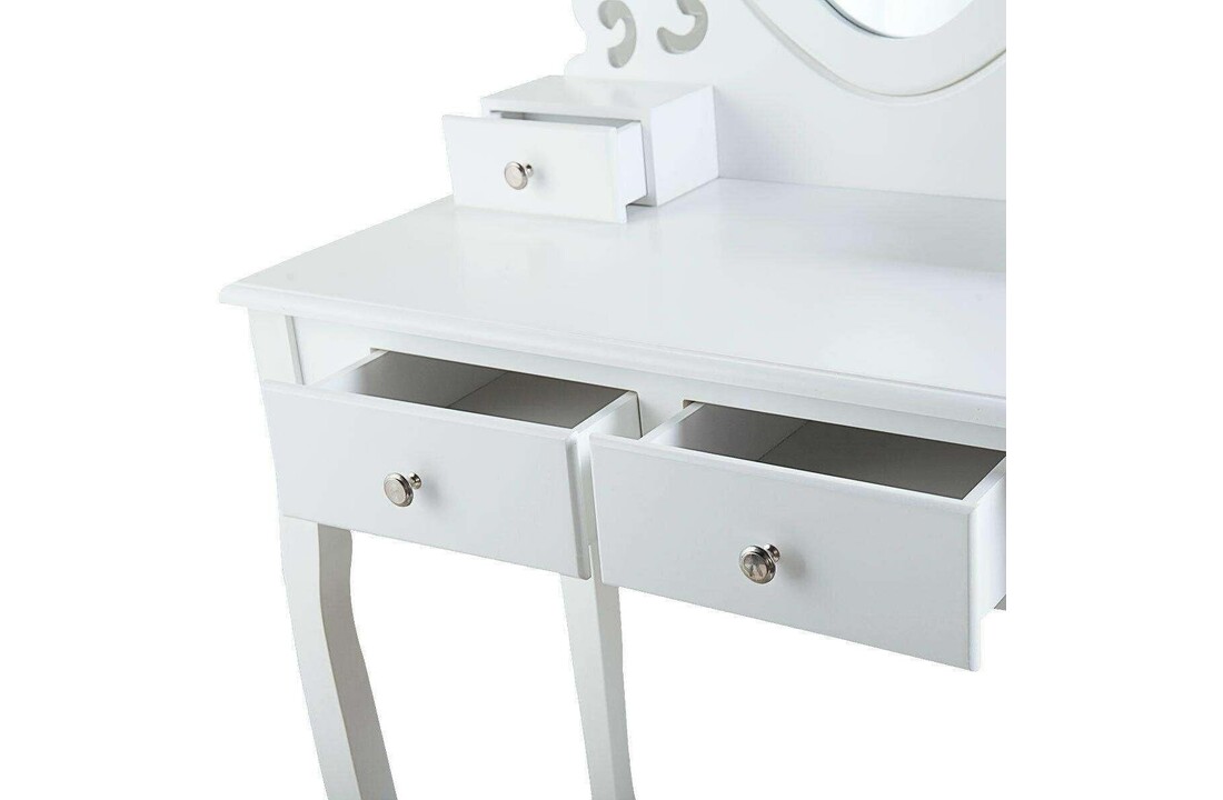 Kaptafel wit met krukje | 75x40x143cm | MDF & grenenhout