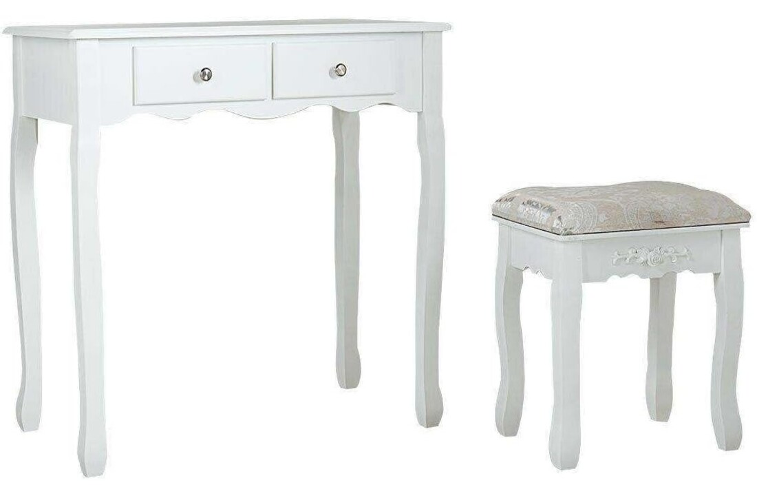 Kaptafel prinsessenkaptafel: wit, MDF/grenenhout, 75x40x143cm