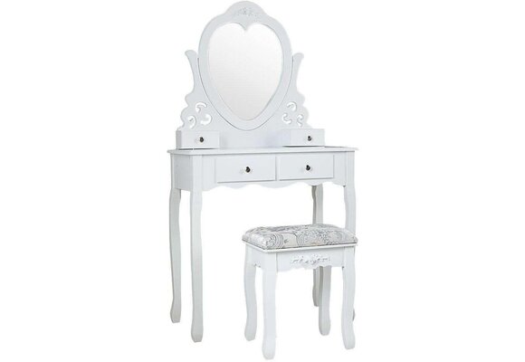 Kaptafel prinsessenkaptafel: wit, MDF/grenenhout, 75x40x143cm