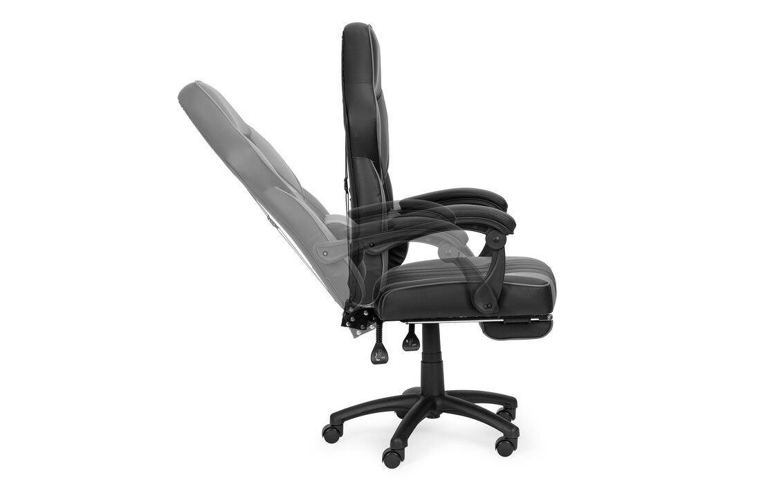 Ergonomische gamestoel ecoleer - Zwart/Grijs - 67x63x117-127cm