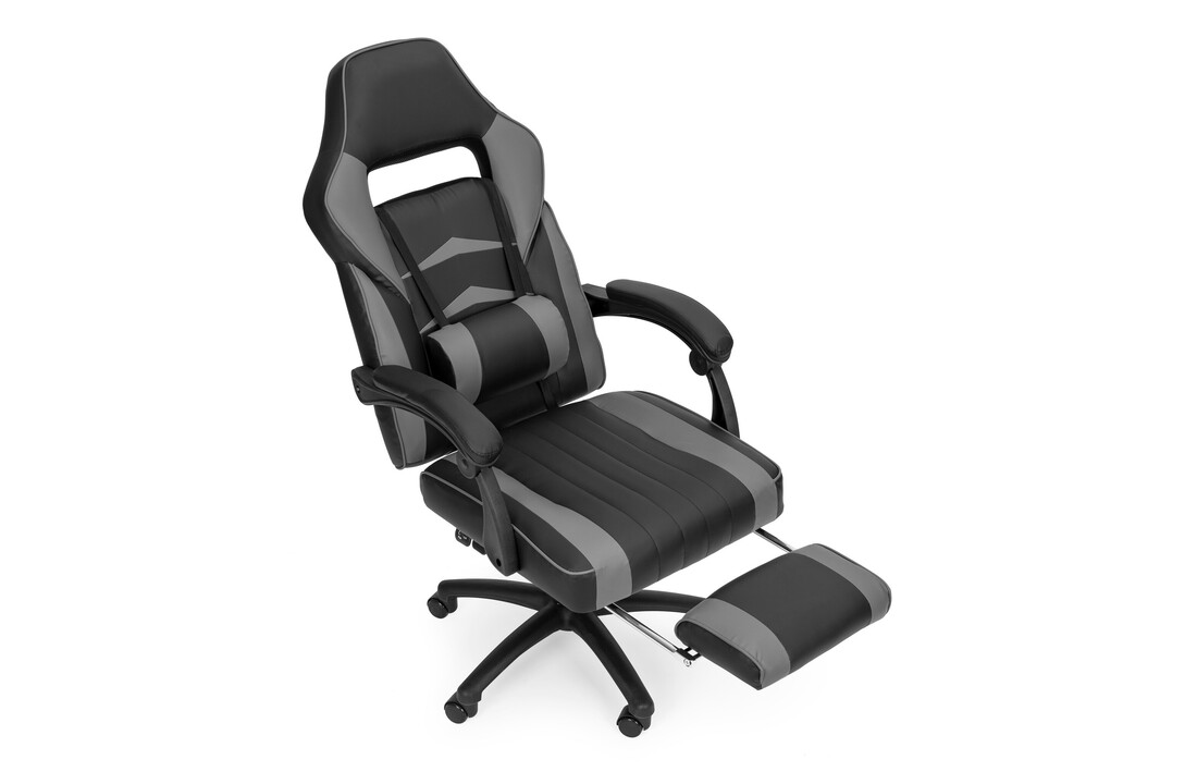 Ergonomische gamestoel ecoleer - Zwart/Grijs - 67x63x117-127cm