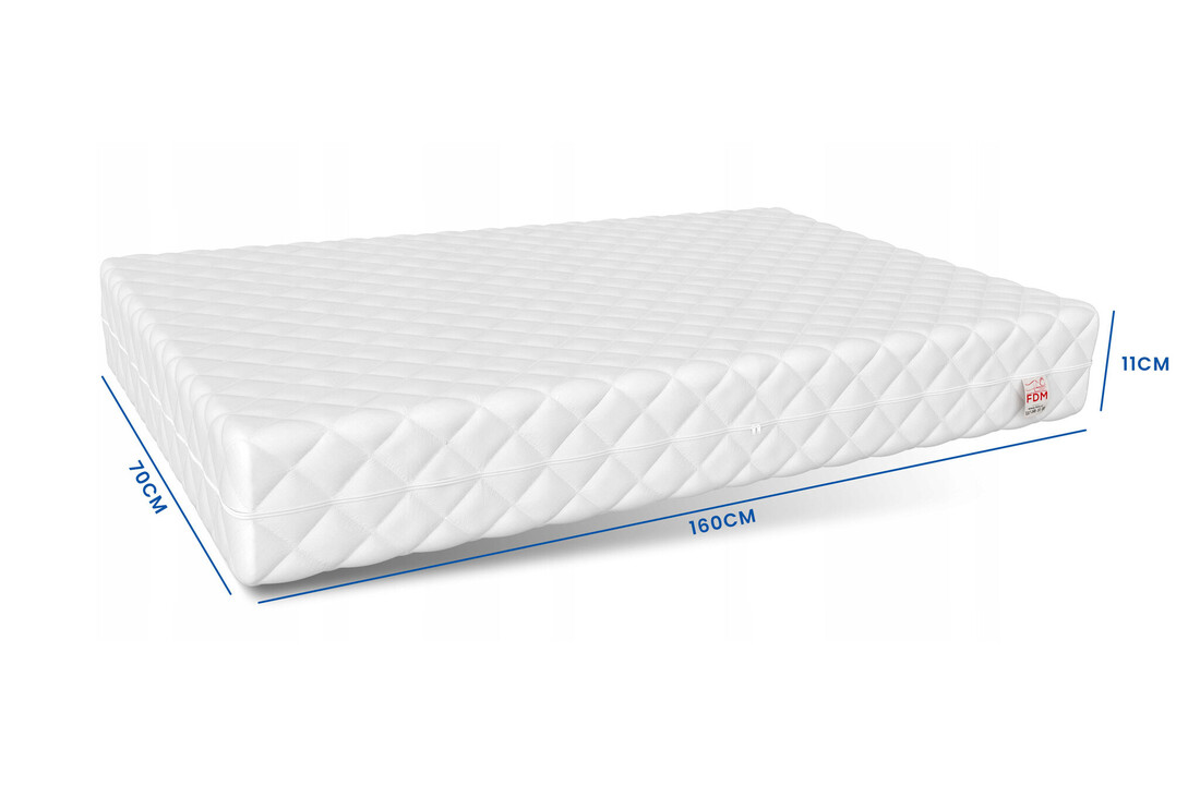 Matras 70x160 cm kind - Koudschuim, latex & kokos, 11cm dik, wit