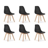 Scandinavische Eetkamerstoelen KITO - Set van 6 - Zwart Polypropyleen & Beukenhout