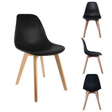 Scandinavische Eetkamerstoelen KITO - Set van 6 - Zwart Polypropyleen & Beukenhout