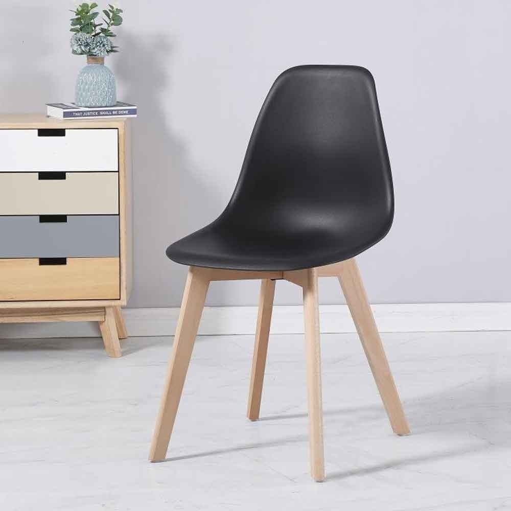 Scandinavische Eetkamerstoelen KITO - Set van 6 - Zwart Polypropyleen & Beukenhout