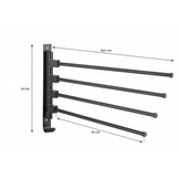 Handdoekenrek wand | Draaibaar, 38,5x24cm, Zwart